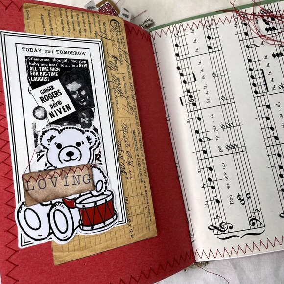 Christmas Junk Journal  With Charm u Washi  Fabric Wrap Tons Ephemera Handmade B - Picture 11 of 16